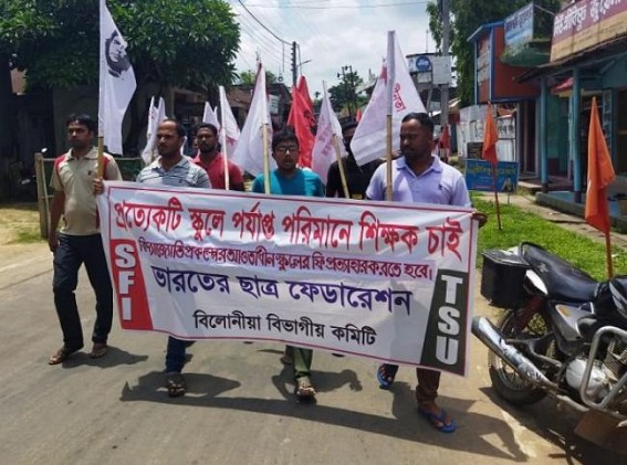 SFI and TSU Protested against Teachers' Crisis in Belonia